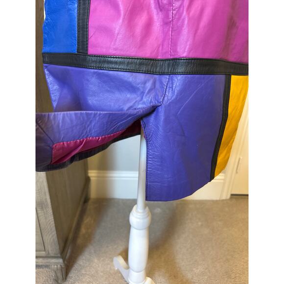 Global Identity G-III | Vintage Colorblock Leather Skirt | 9/10 - Picture 9 of 14